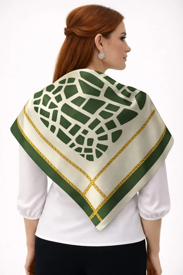 Tarzını Seç Yeşil Mozaik Zincir Fular / Bandana / Aksesuar / Eşarp 90x90 cm Tarzını Seç Yeşil Mozaik Zincir Fular / Bandana / Aksesuar / Eşarp 90x90 cm
