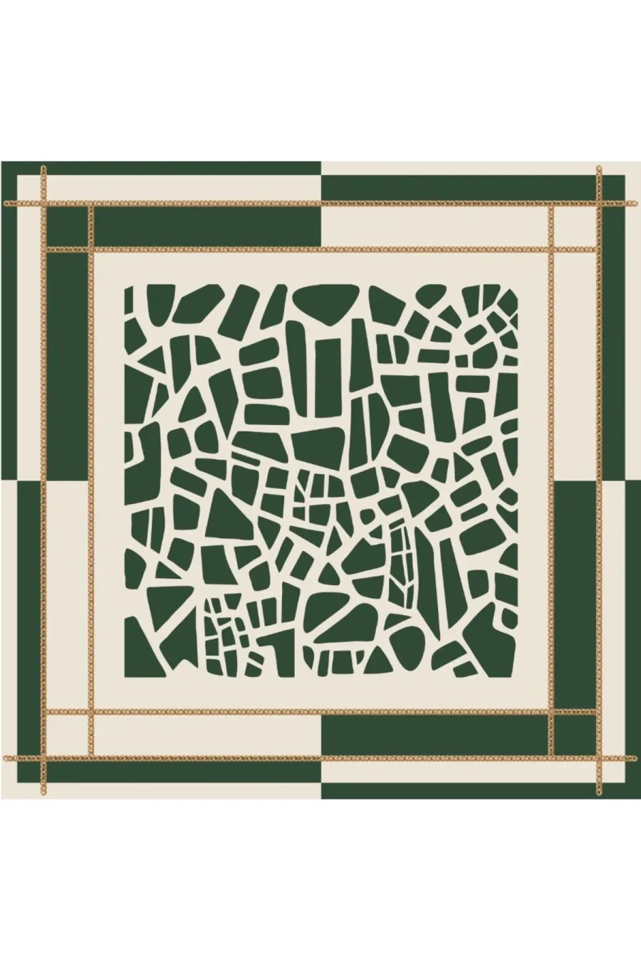 Tarzını Seç Yeşil Mozaik Zincir Fular / Bandana / Aksesuar / Eşarp 90x90 cm