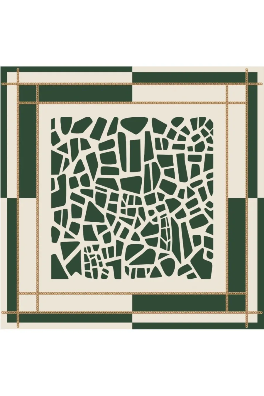 Tarzını Seç Yeşil Mozaik Zincir Fular / Bandana / Aksesuar / Şal / Eşarp 70x70