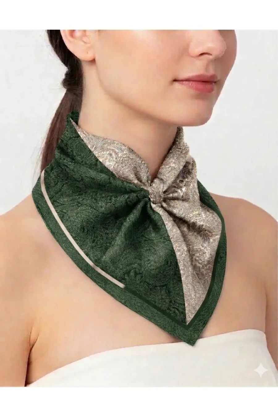 Tarzını Seç Yeşil Royal Fular / Bandana / Aksesuar 48x48 cm