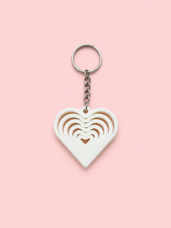 Tarzınıseç 3D Beyaz Kalp Anahtarlık Charm