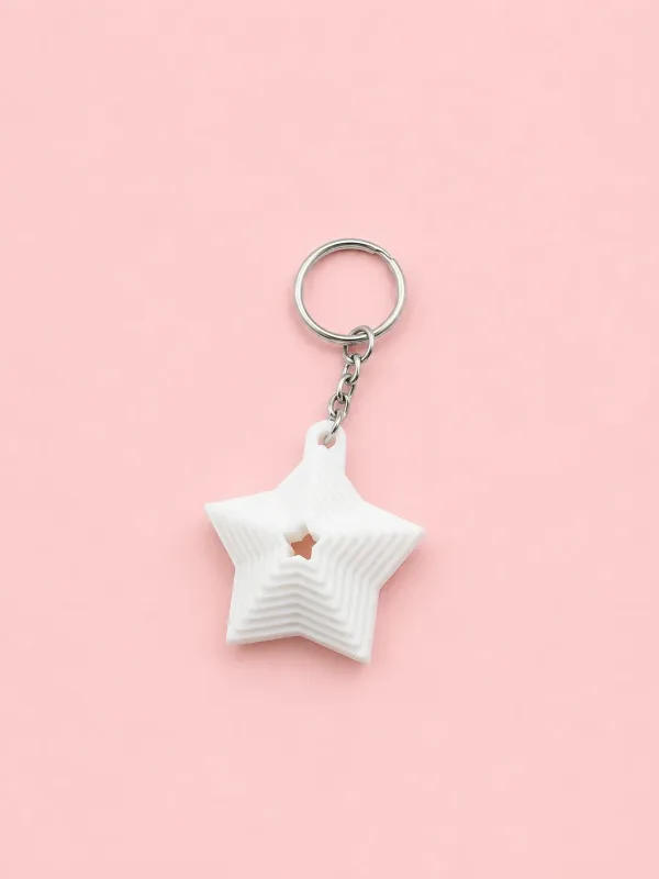 Tarzınıseç 3D Beyaz Yıldız Anahtarlık Charm