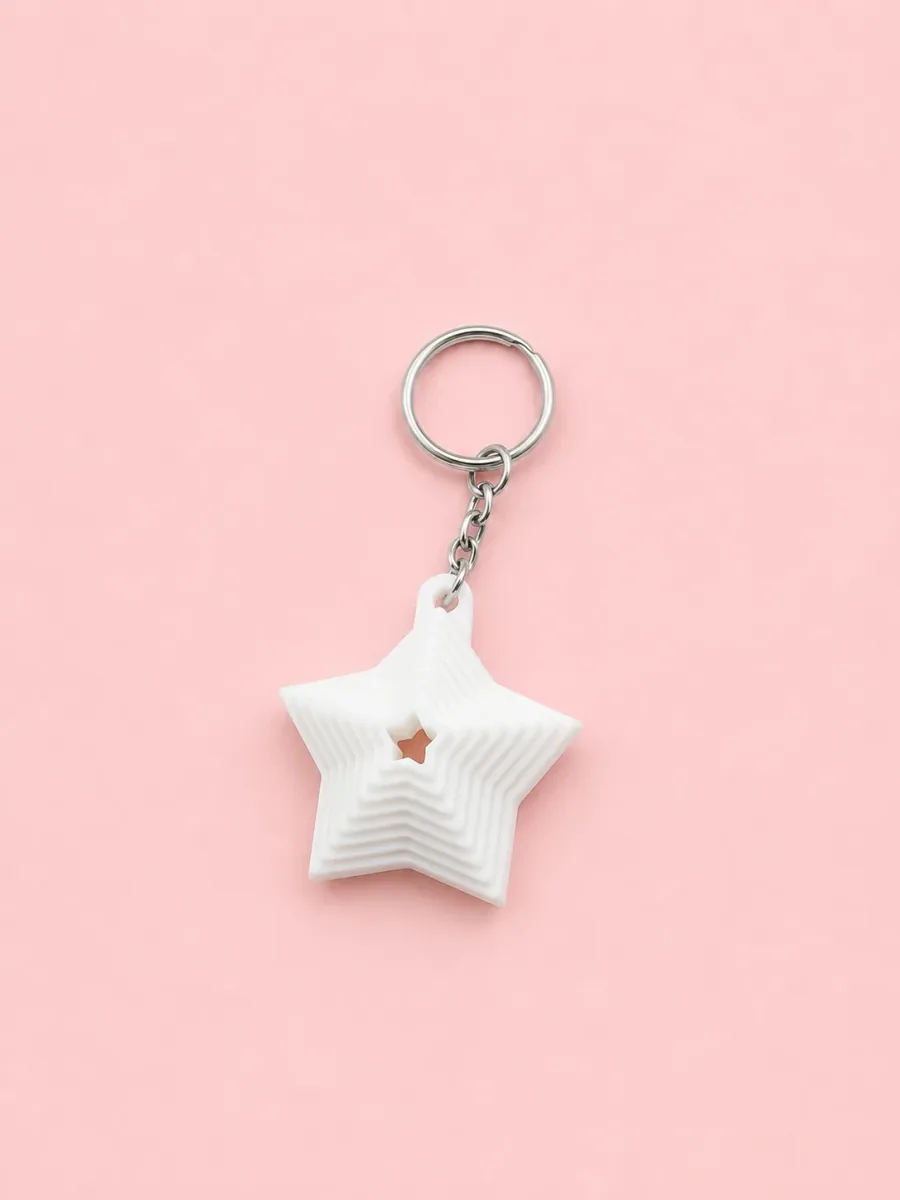 Tarzınıseç 3D Beyaz Yıldız Anahtarlık Charm