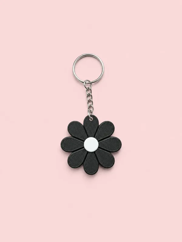 Tarzınıseç 3D Siyah Papatya Anahtarlık Charm