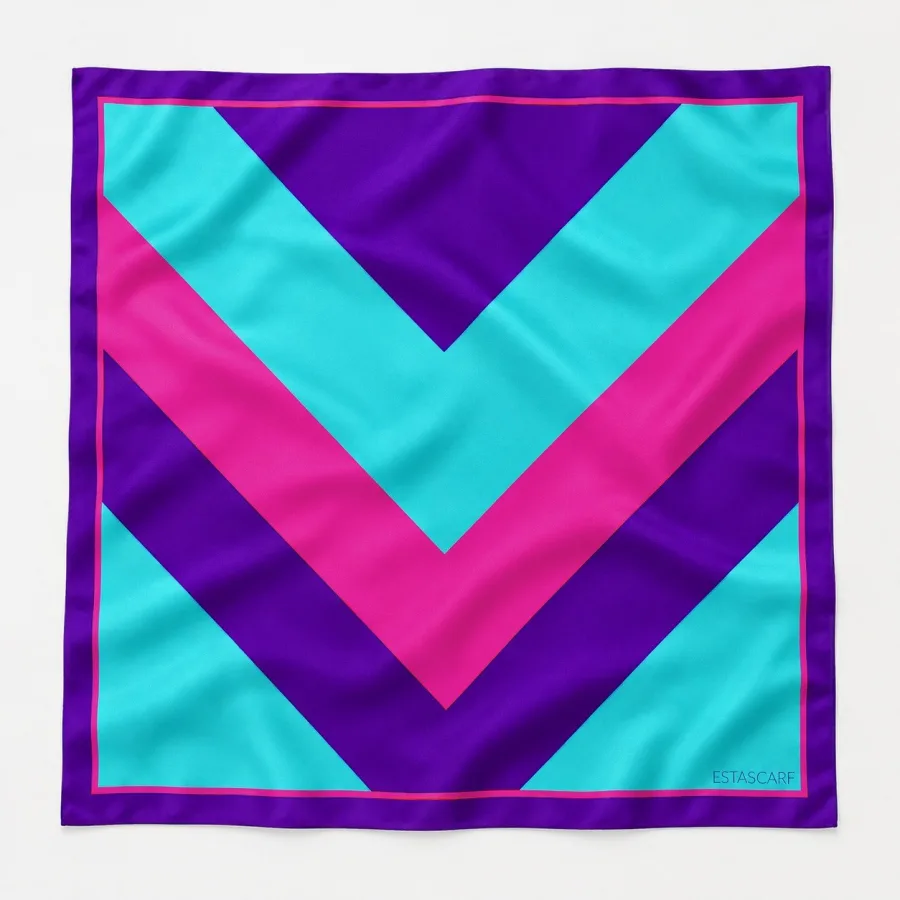 Tarzınıseç Seksenler Retro Neon Ritim Desenli Fular 70 x 70 cm
