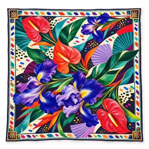 Tarzınıseç Seksenler Retro Tropikal Çiçek Desenli Fular 70 x 70 cm Tarzınıseç Seksenler Retro Tropikal Çiçek Desenli Fular 70 x 70 cm