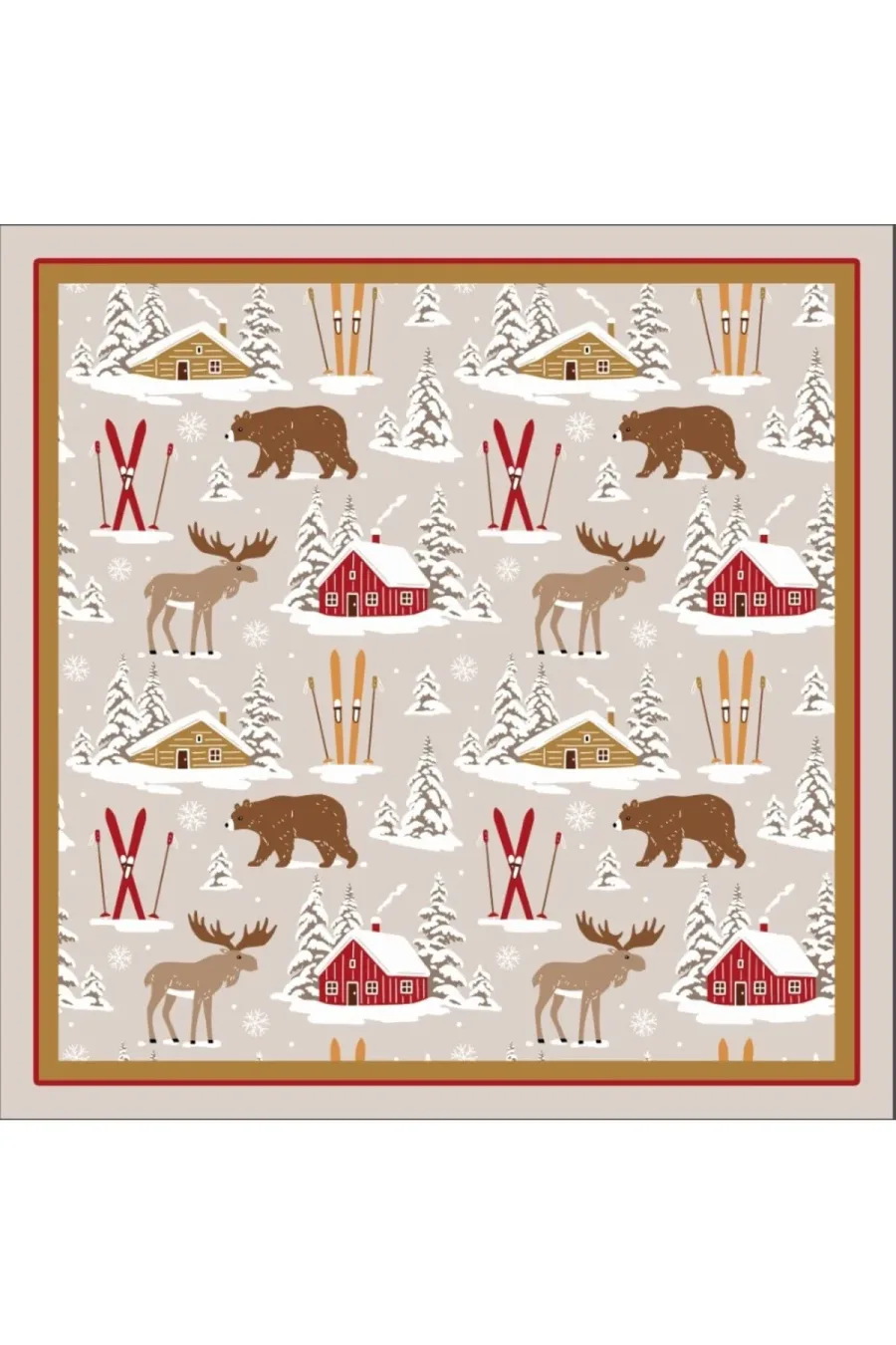 Yeni Sezon Yılbaşı Desenli Bandana Fular Yeni Yıl Hediyesi Şal Estascarf 70x70 Cm