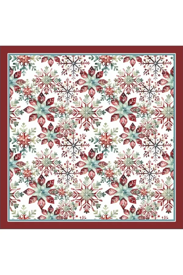 Yeni Sezon Yılbaşı Desenli Bandana Fular Yeni Yıl Hediyesi Şal Estascarf 70x70 Cm