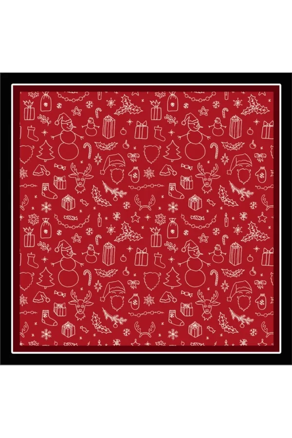 Yeni Sezon Yılbaşı Desenli Bandana Fular Yeni Yıl Hediyesi Şal Estascarf 70x70 Cm