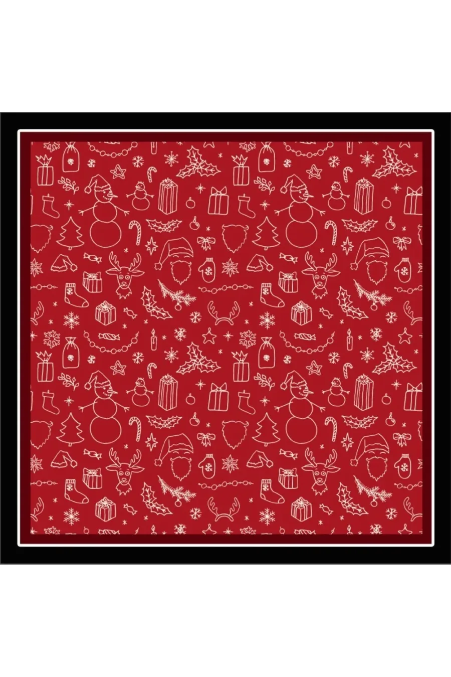 Yeni Sezon Yılbaşı Desenli Bandana Fular Yeni Yıl Hediyesi Şal Estascarf 70x70 Cm