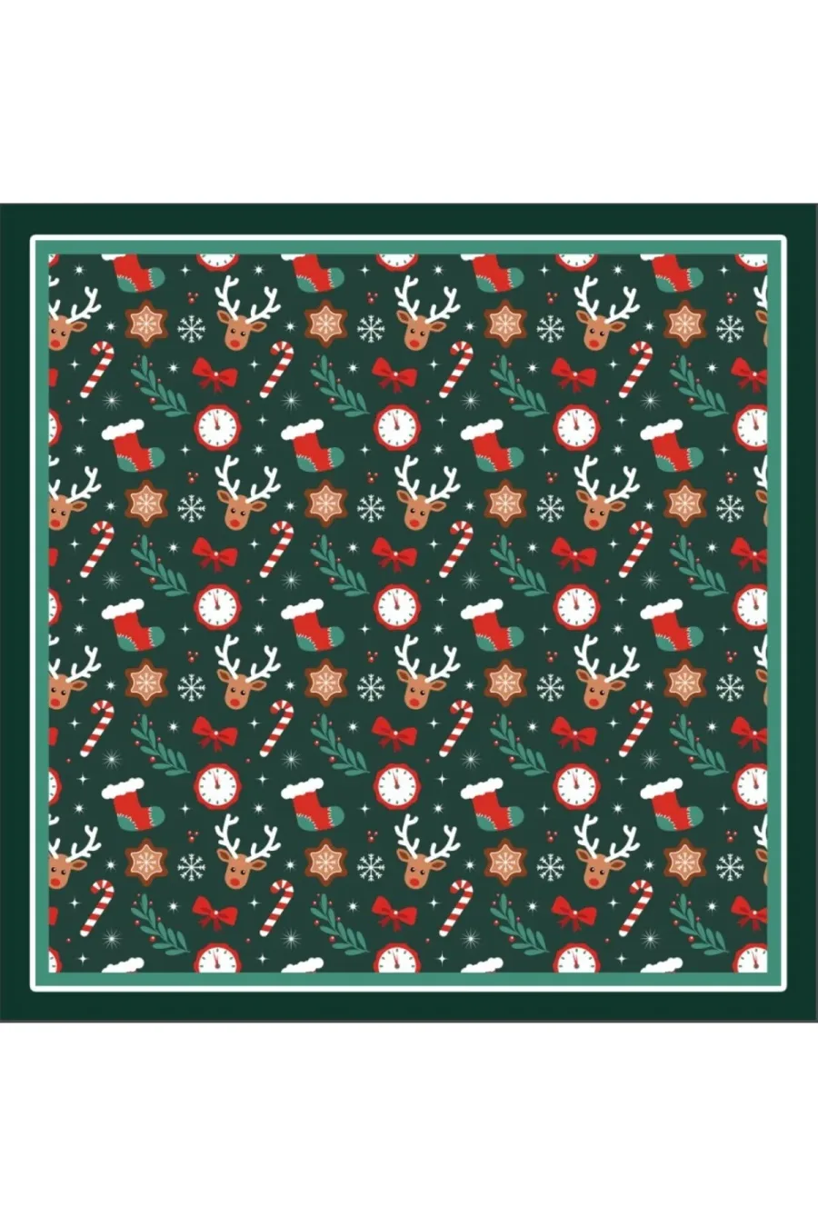Yeni Sezon Yılbaşı Desenli Bandana Fular Yeni Yıl Hediyesi Şal Estascarf 70x70 Cm
