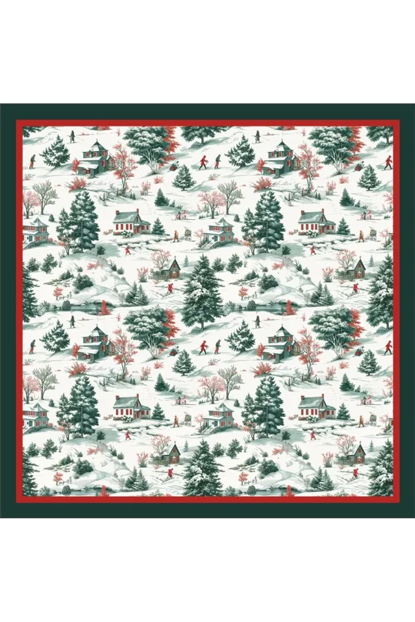 Yeni Sezon Yılbaşı Desenli Bandana Fular Yeni Yıl Hediyesi Şal Estascarf 70x70 Cm