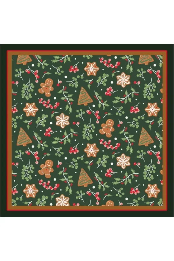 Yeni Sezon Yılbaşı Desenli Bandana Fular Yeni Yıl Hediyesi Şal Estascarf 70x70 Cm