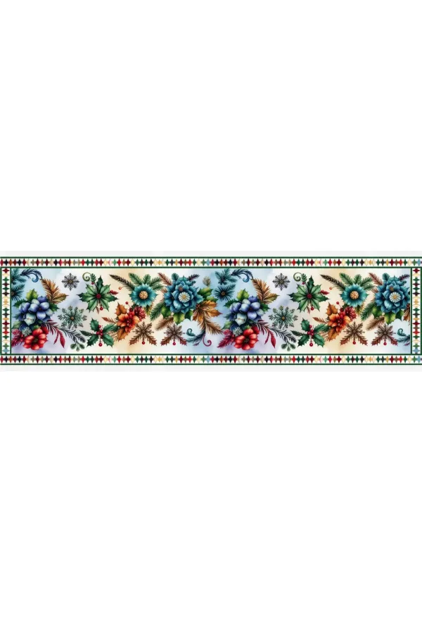 Yılbaşı Temalı Dijital Baskılı Runner Örtüsü Christmas 40x140 cm