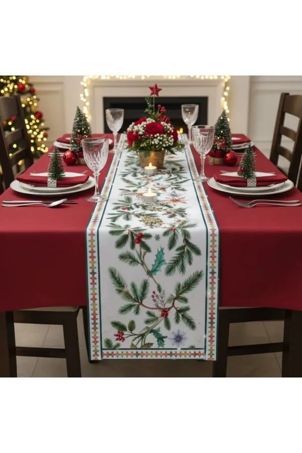 Yılbaşı Temalı Dijital Baskılı Runner Örtüsü Christmas 40x140 cm Yılbaşı Temalı Dijital Baskılı Runner Örtüsü Christmas 40x140 cm