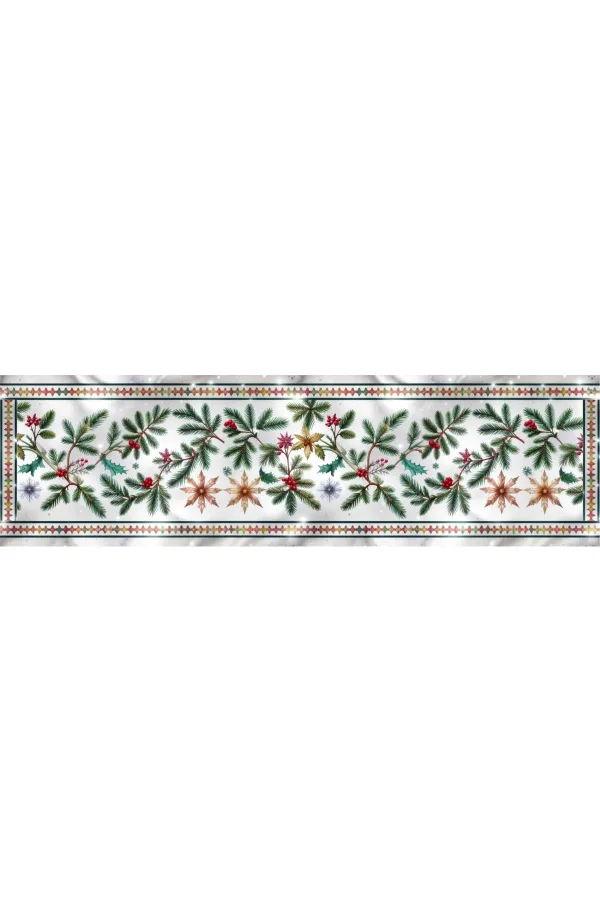 Yılbaşı Temalı Dijital Baskılı Runner Örtüsü Christmas 40x140 cm