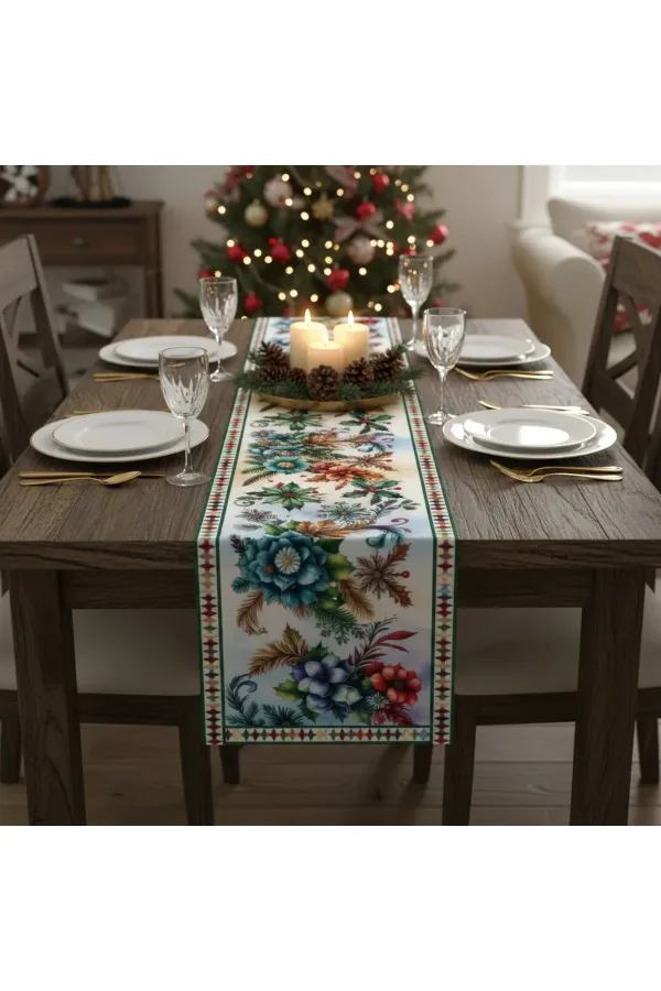 Yılbaşı Temalı Dijital Baskılı Runner Örtüsü Christmas 40x140 cm Yılbaşı Temalı Dijital Baskılı Runner Örtüsü Christmas 40x140 cm