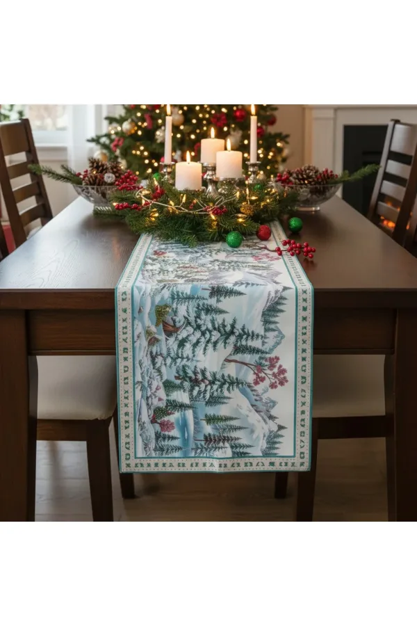 Yılbaşı Temalı Dijital Baskılı Runner Örtüsü Christmas 40x140 cm Yılbaşı Temalı Dijital Baskılı Runner Örtüsü Christmas 40x140 cm