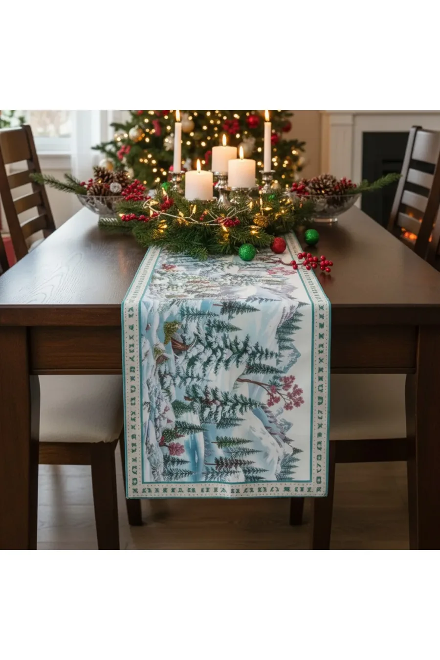 Yılbaşı Temalı Dijital Baskılı Runner Örtüsü Christmas 40x140 cm Yılbaşı Temalı Dijital Baskılı Runner Örtüsü Christmas 40x140 cm