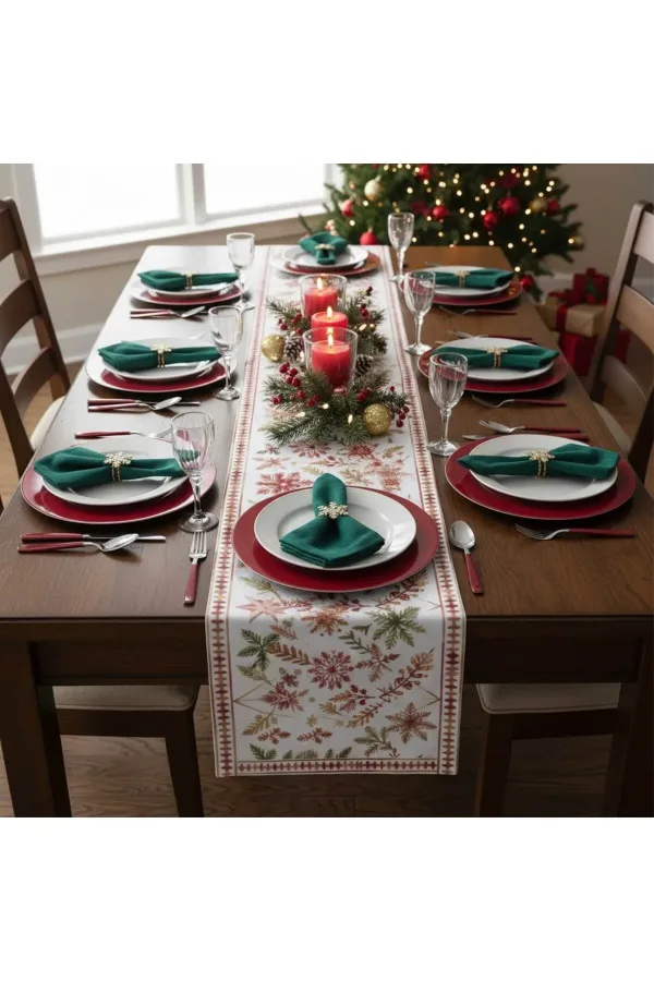 Yılbaşı Temalı Dijital Baskılı Runner Örtüsü Christmas 40x140 cm Yılbaşı Temalı Dijital Baskılı Runner Örtüsü Christmas 40x140 cm