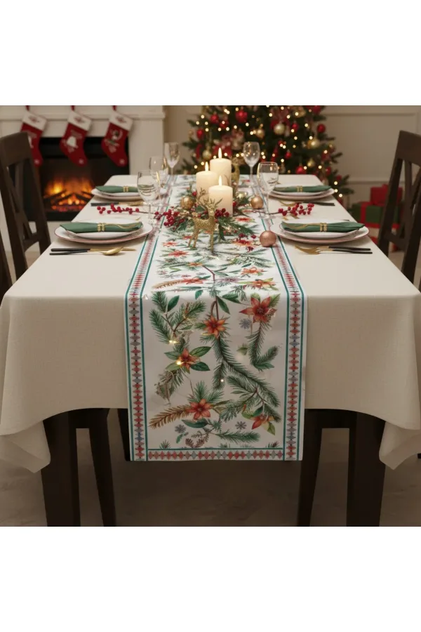 Yılbaşı Temalı Dijital Baskılı Runner Örtüsü Christmas 40x140 cm Yılbaşı Temalı Dijital Baskılı Runner Örtüsü Christmas 40x140 cm