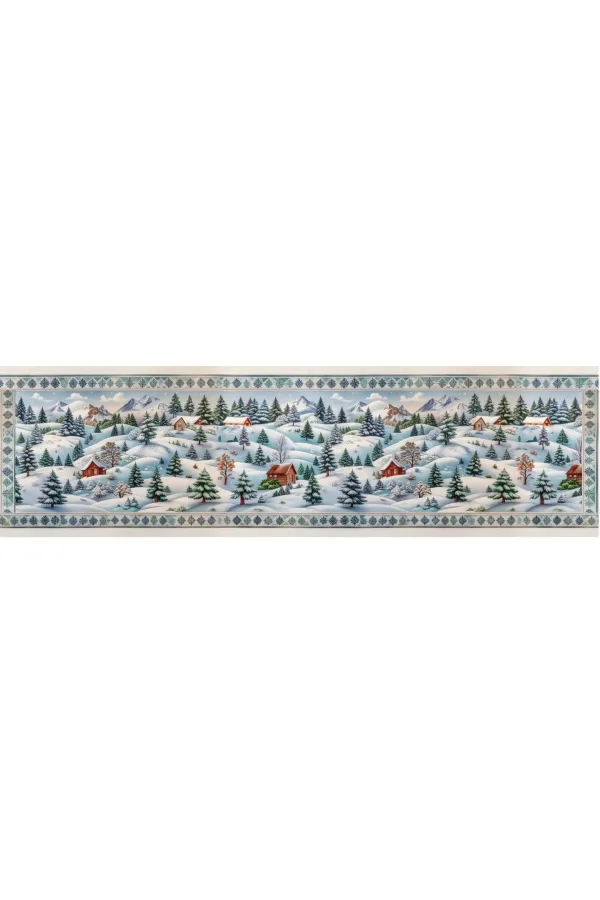 Yılbaşı Temalı Dijital Baskılı Runner Örtüsü Christmas 40x140 cm