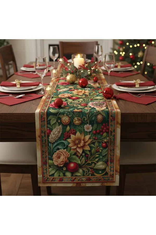 Yılbaşı Temalı Dijital Baskılı Runner Örtüsü Christmas 40x140 cm Yılbaşı Temalı Dijital Baskılı Runner Örtüsü Christmas 40x140 cm