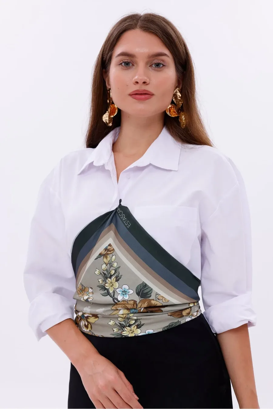 Zarif Yasemin Model Fular Bandana Şal Estascarf 70x70 Cm