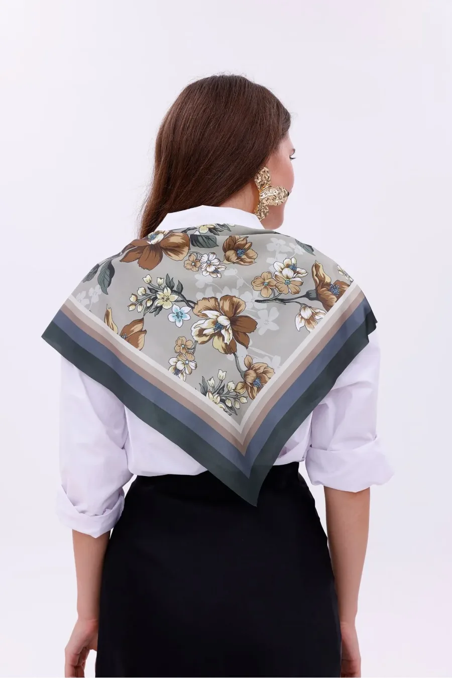 Zarif Yasemin Model Fular Bandana Şal Estascarf 70x70 Cm
