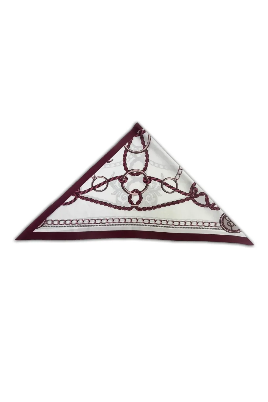 Zincir Desenli Kırmızı Üçgen Fular Bandana Estacraft - 100x45 cm