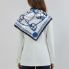 Zincir Desenli Lacivert Üçgen Fular Bandana Estacraft - 100x45 cm