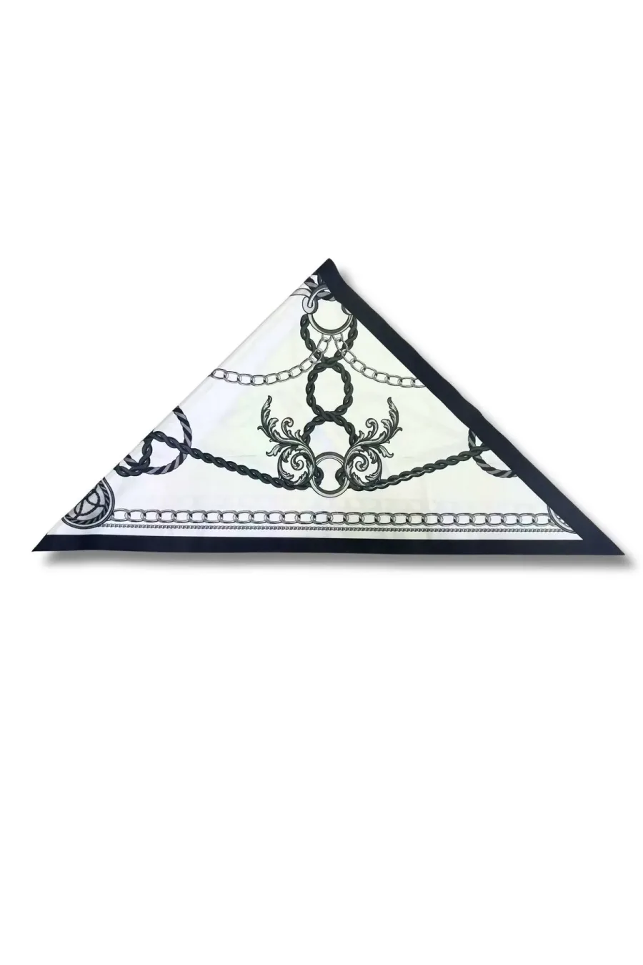 Zincir Desenli Siyah Üçgen Fular Bandana Estacraft - 100x45 cm