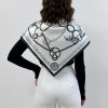 Zincir Desenli Siyah Üçgen Fular Bandana Estacraft - 100x45 cm