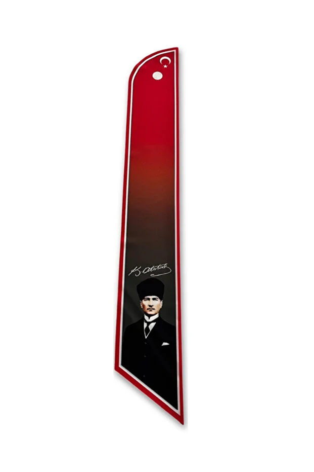 10'lu Atatürk Fotoğraflı ve İmzalı Türk Bayraklı Kravat / Eşarp / Fular Set